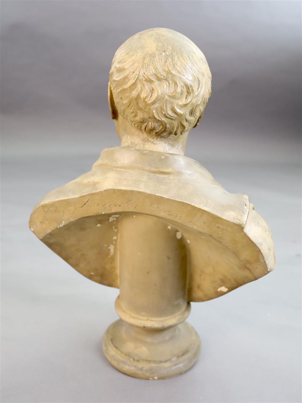 A 19th century painted plaster bust of a Roman Emperor, height 25in.